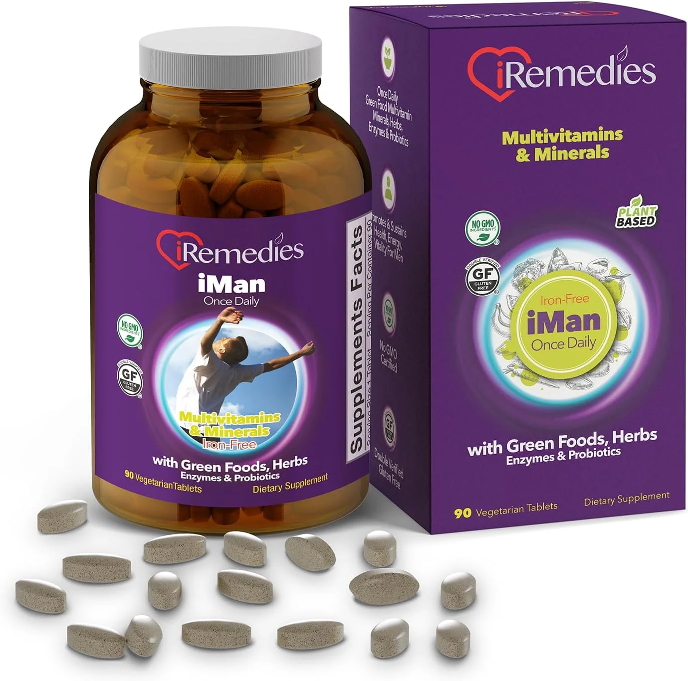 مولتی ویتامین روزانه آقایان iRemedies iMan – مولتی ویتامین برای انرژی، پشتیبانی از عضلات و سلامت کلی – 90 قرص