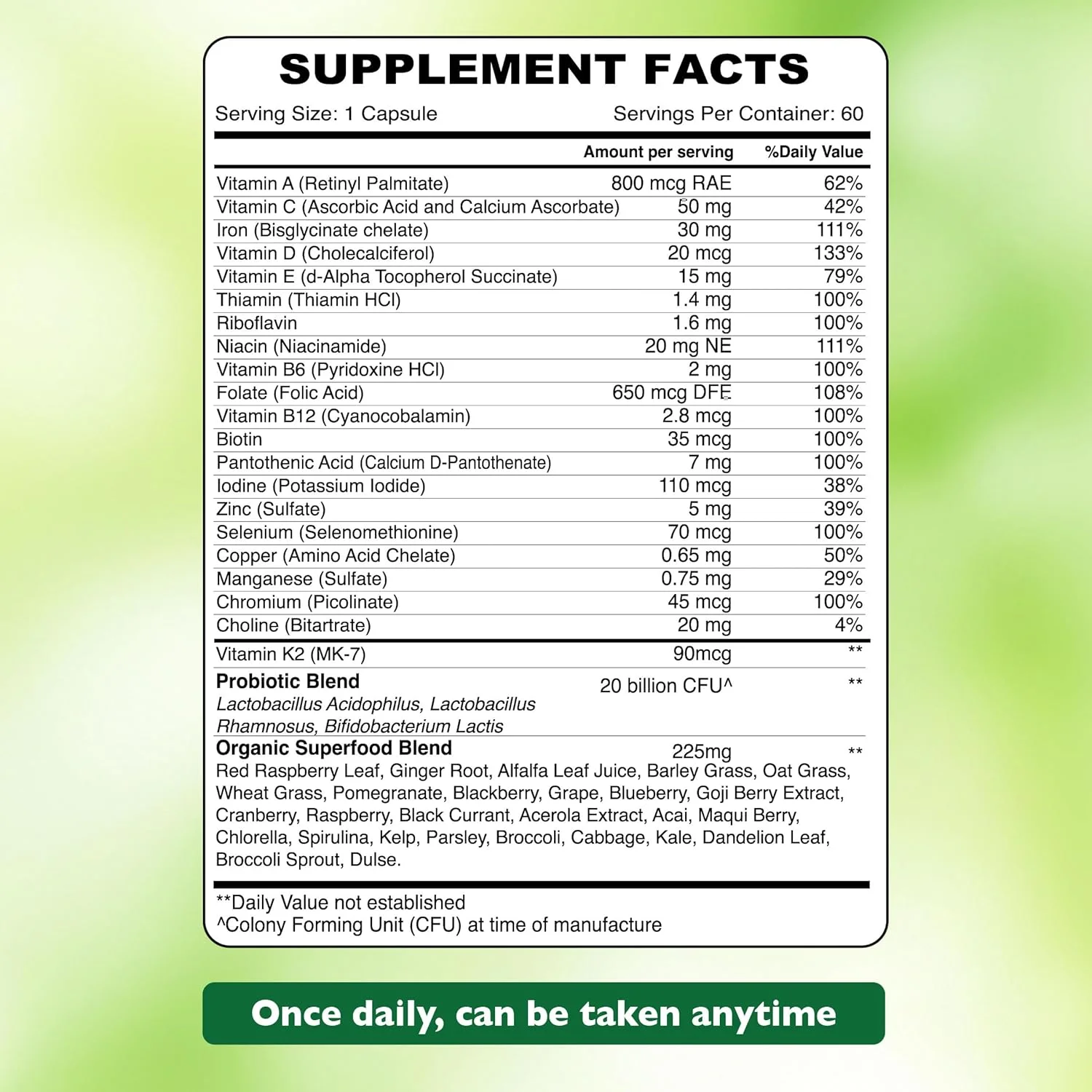 مولتی ویتامین دوران بارداری ارگانیک Earth Plant Based | پشتیبانی از تغذیه بهینه مادر و نوزاد | تسکین حالت تهوع و بیماری صبحگاهی | وگان، بدون گلوتن، تغذیه پاک | 60 کپسول