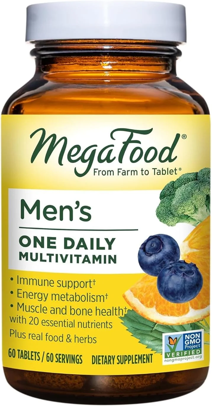 MegaFood Men's One Daily - مولتی ویتامین مخصوص آقایان با زینک، سلنیوم، ویتامین B12، ویتامین B6، ویتامین D و غذای واقعی - مکمل تقویت سیستم ایمنی - سلامت عضلات و استخوان - گیاهی - 60 قرص MegaFood Men's One Daily - مولتی ویتامین مخصوص آقایان با زینک، سلنیوم، ویتامین B12، ویتامین B6، ویتامین D و غذای واقعی - مکمل تقویت سیستم ایمنی - سلامت عضلات و استخوان - گیاهی - 60 قرص