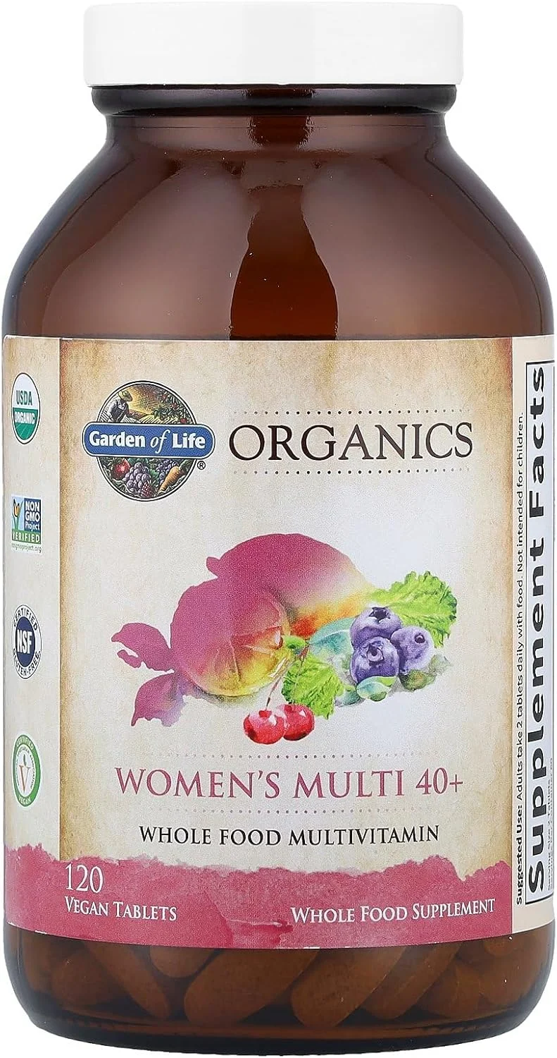مولتی ویتامین Garden of Life برای بانوان - مکمل ویتامین غذایی کامل ارگانیک بانوان 40+، وگان، 120 قرص