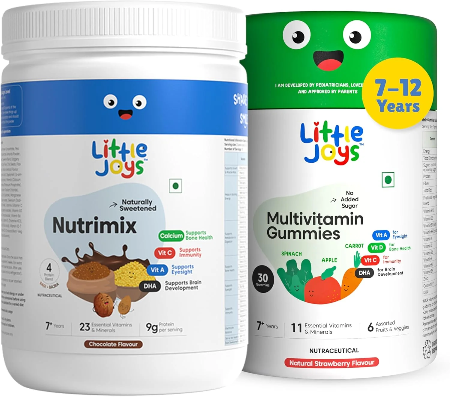 کیت تقویت سیستم ایمنی Little Joys (۷-۱۲ سال) | نوتری میکس ۳۵۰ گرمی و پاستیل مولتی ویتامین (بسته ۳۰ روزه) | پشتیبانی از وزن، قد و سیستم ایمنی