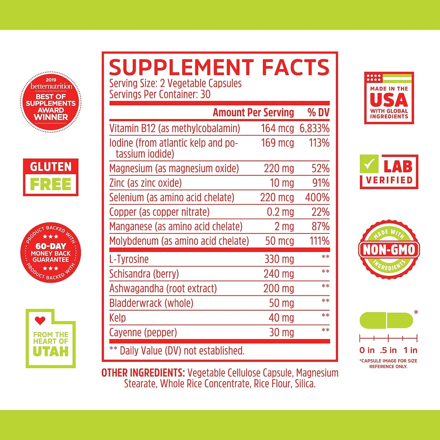 کمپلکس پشتیبانی تیروئید ژو با ید - فرمول انرژی، متابولیسم و تمرکز - گیاهی، بدون سویا و گلوتن - دوباره احساس جوانی کنید