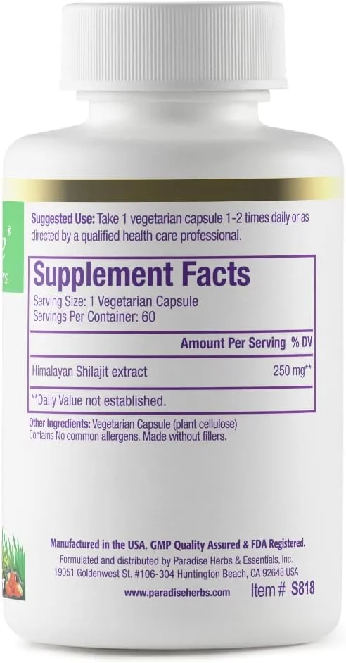 شیلاجیت Paradise Herbs، ۶۰ کپسول گیاهی