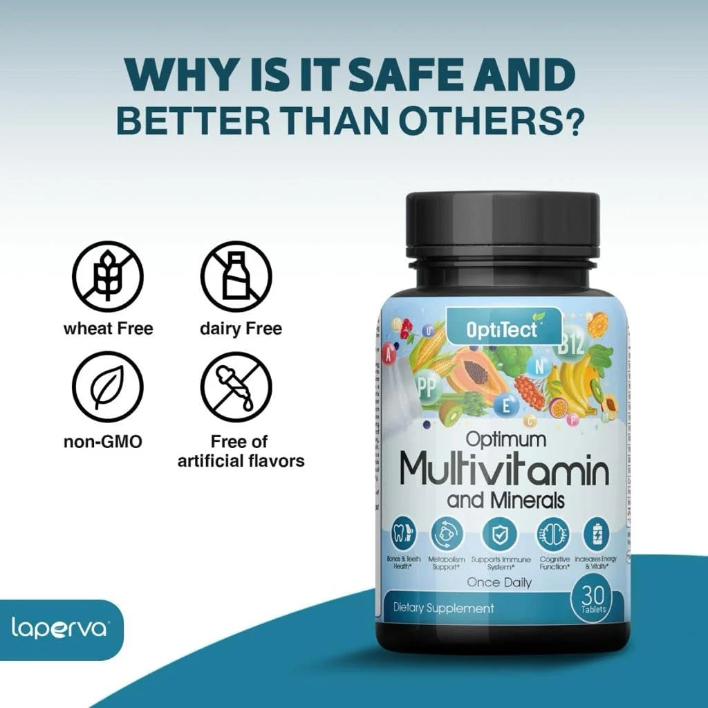 قرص های مولتی ویتامین و مواد معدنی اپتی تکت اپتیموم برای آقایان و بانوان | پشتیبانی از سلامت استخوان و دندان - افزایش انرژی، تقویت سیستم ایمنی و پشتیبانی شناختی - 30 قرص