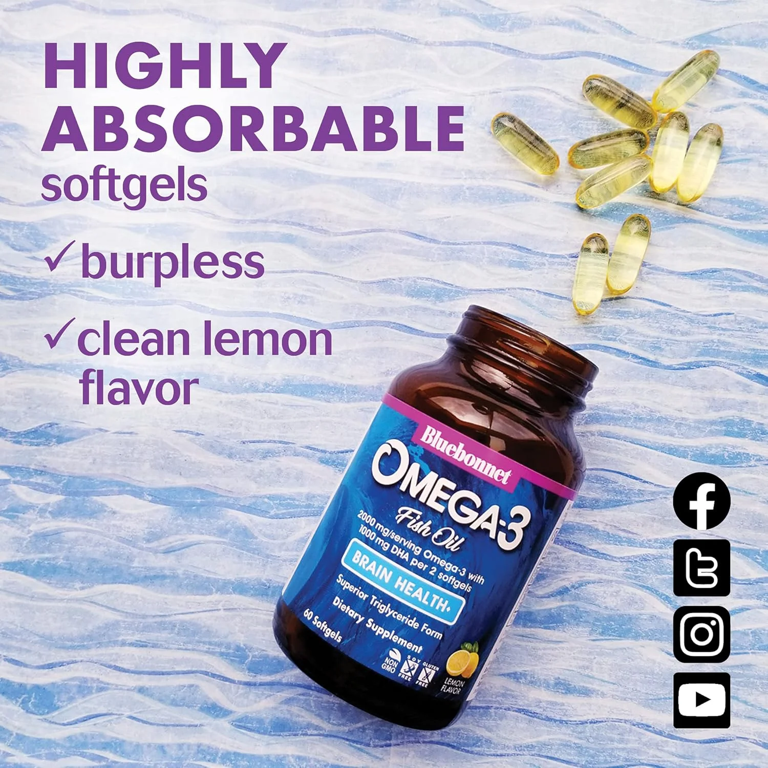 بلو بونت نوتریشن، فرمول امگا 3 مغز، 60 عدد