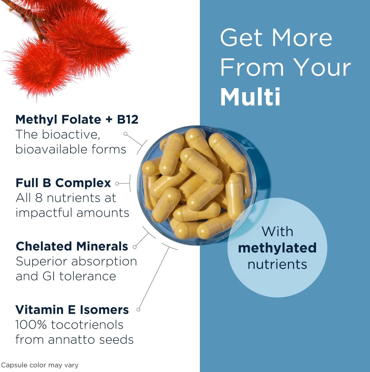 مولتی ویتامین متیله شده دیزاینز فور هلث برای زنان و مردان - مولتی ویتامین و مواد معدنی دو بار در روز - متیله شده B12 و فولات، ویتامین C، K، D، E - بهبود سلامت و تندرستی کلی (120 کپسول)