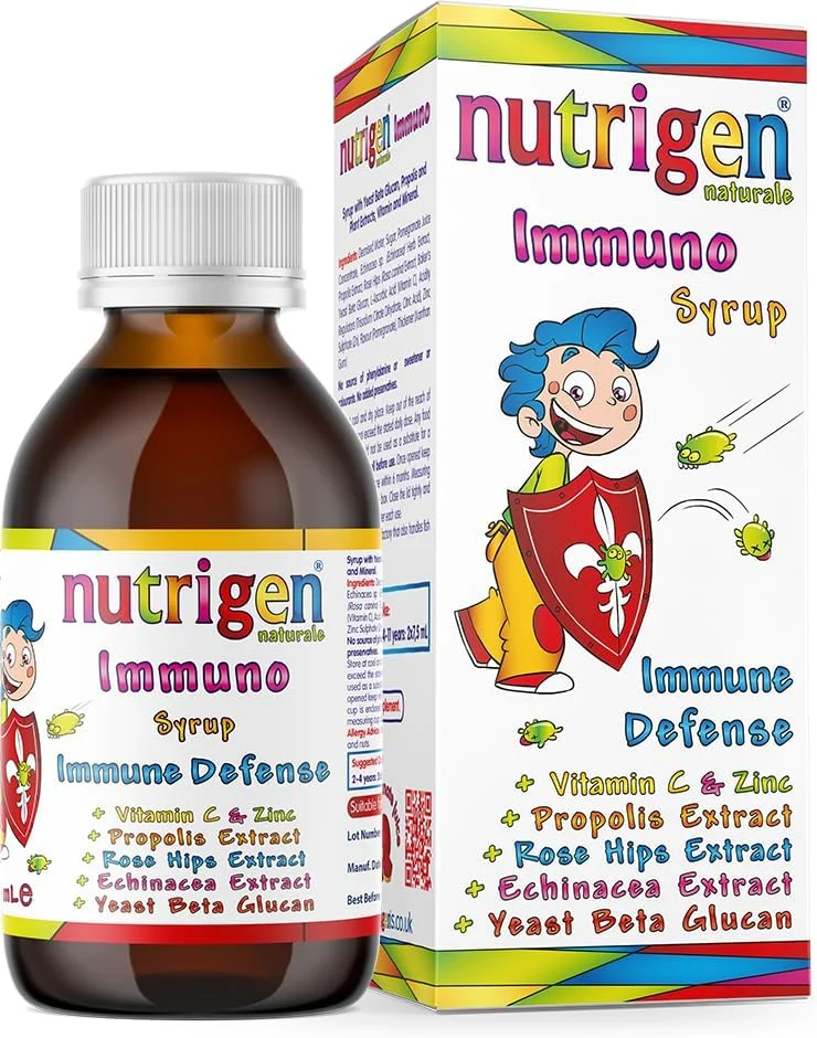 شربت نوتریژن ایمونو / تقویت کننده قوی سیستم ایمنی / پروپولیس، بتا گلوکان ها، اکیناسه و رزهیپ ویتامین C