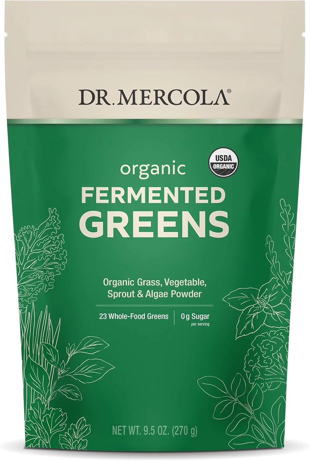 دکتر مرcola، سبزیجات تخمیر شده ارگانیک، 270 گرم (9.5 اونس)، 90 وعده، دارای گواهی ارگانیک، غیر GMO، بدون سویا و USDA ارگانیک