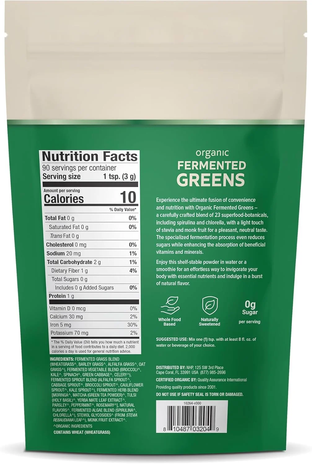 دکتر مرcola، سبزیجات تخمیر شده ارگانیک، 270 گرم (9.5 اونس)، 90 وعده، دارای گواهی ارگانیک، غیر GMO، بدون سویا و USDA ارگانیک