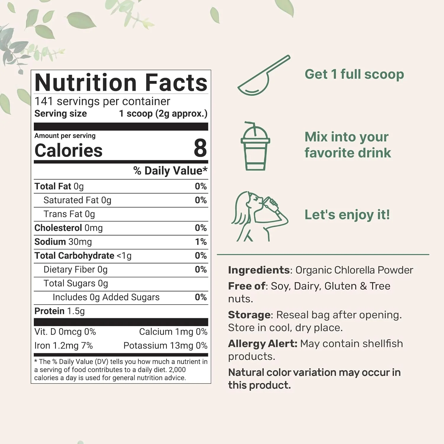 پودر کلرلا ارگانیک 227 گرم، غنی از ویتامین های تقویت کننده سیستم ایمنی، پروتئین ها، کلروفیل، مواد معدنی، اسیدهای آمینه، اسیدهای چرب و فیبر، مکمل کلرلا، پشتیبانی از سیستم ایمنی، مناسب برای گیاهخواران پودر کلرلا ارگانیک 227 گرم، غنی از ویتامین های تقویت کننده سیستم ایمنی، پروتئین ها، کلروفیل، مواد معدنی، اسیدهای آمینه، اسیدهای چرب و فیبر، مکمل کلرلا، پشتیبانی از سیستم ایمنی، مناسب برای گیاهخواران