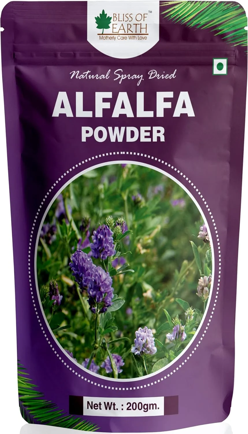 پودر یونجه بلیس آف ارث، خشک شده با اسپری طبیعی، نیروگاه ویتامین ها و مواد معدنی، 200 گرم