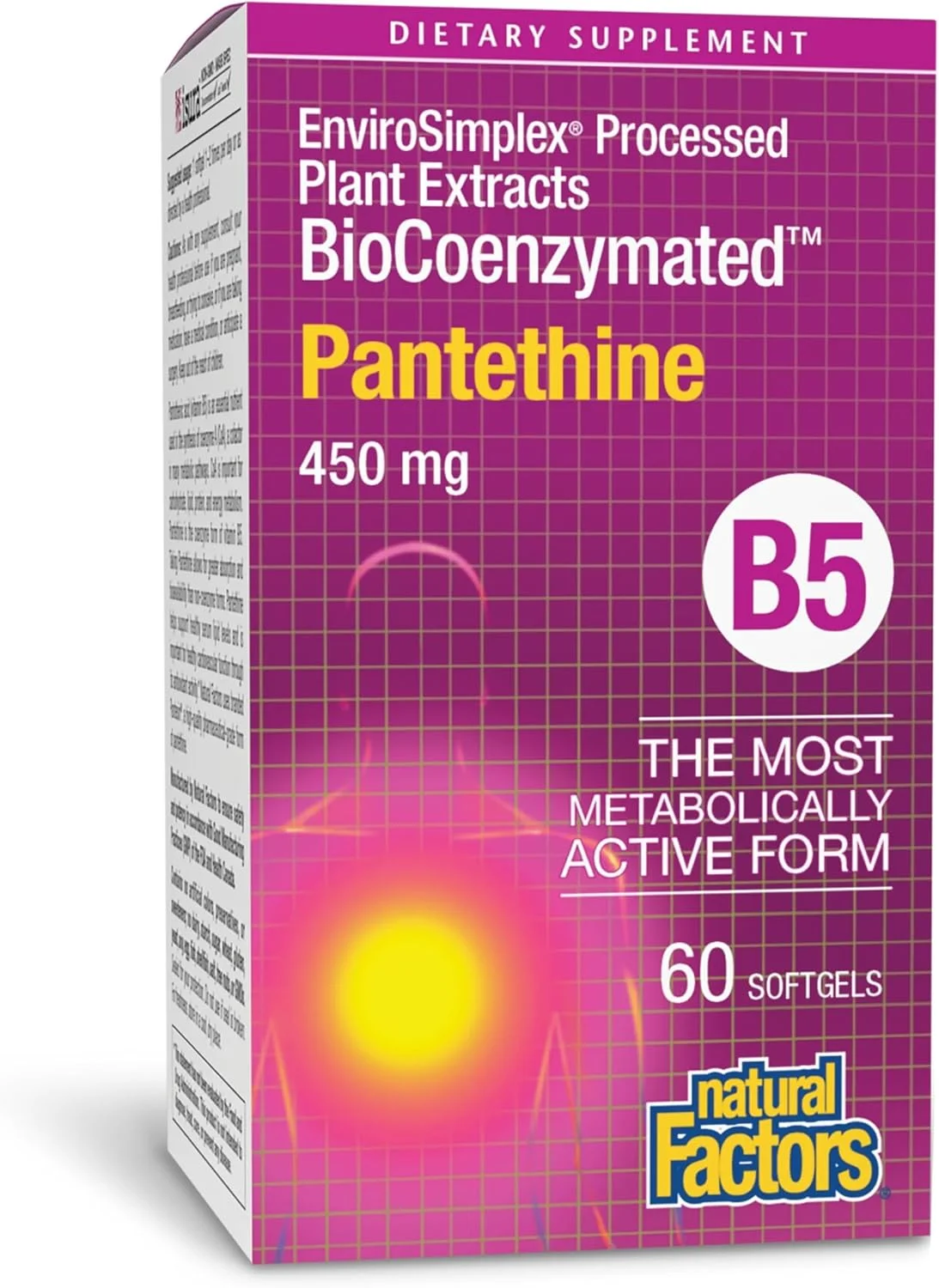 پانتتین بیوکوآنزیماتید B5 Natural Factors، 450 میلی گرم، 60 سافت ژل
