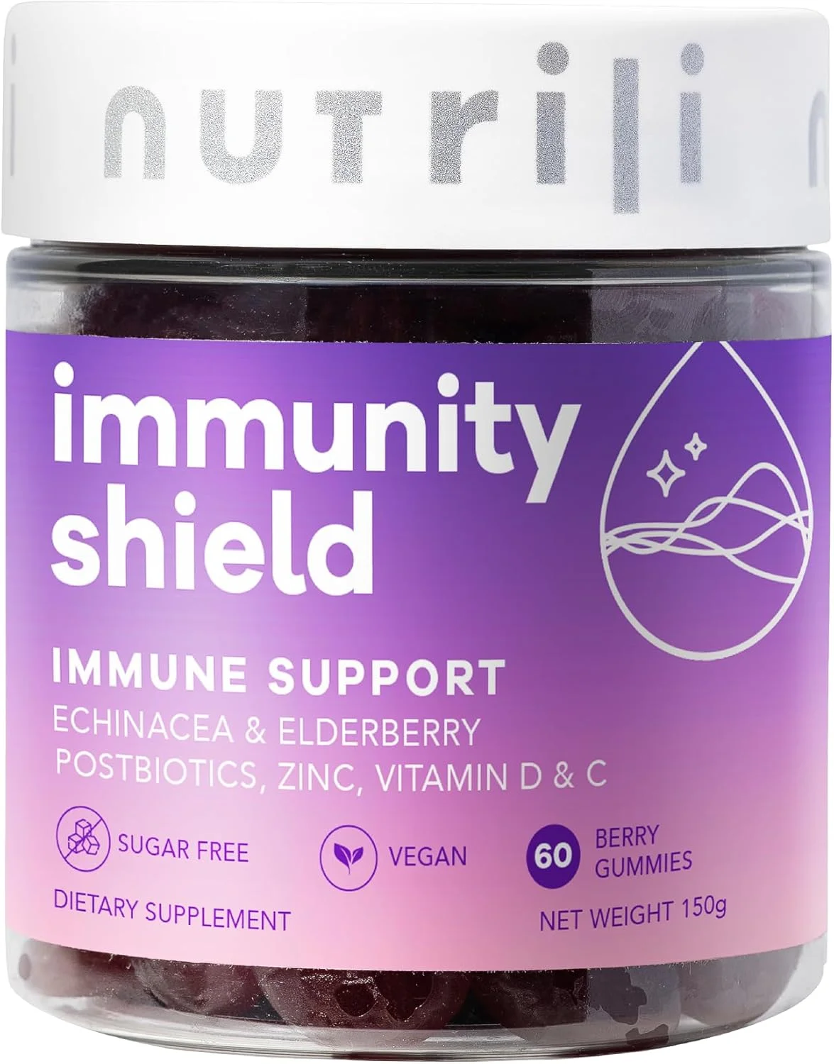 پاستیل تقویت سیستم ایمنی نوتریلی | (مناسب برای 1 ماه) | حاوی زینک، ویتامین D3، ویتامین C، پری بیوتیک، اルダーberry، اکیناسه و رودیولا