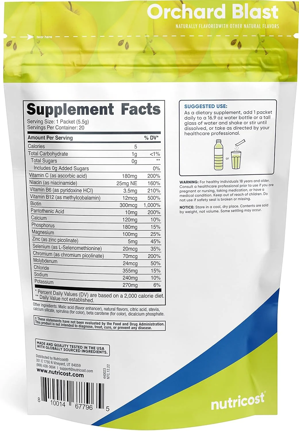 پودر الکترولیت نوتری‌کاست (طعم انفجار باغ، 20 سروینگ) کم کالری، مناسب کتو، شیرین شده با استویا - غیر GMO، بدون گلوتن و بدون شکر