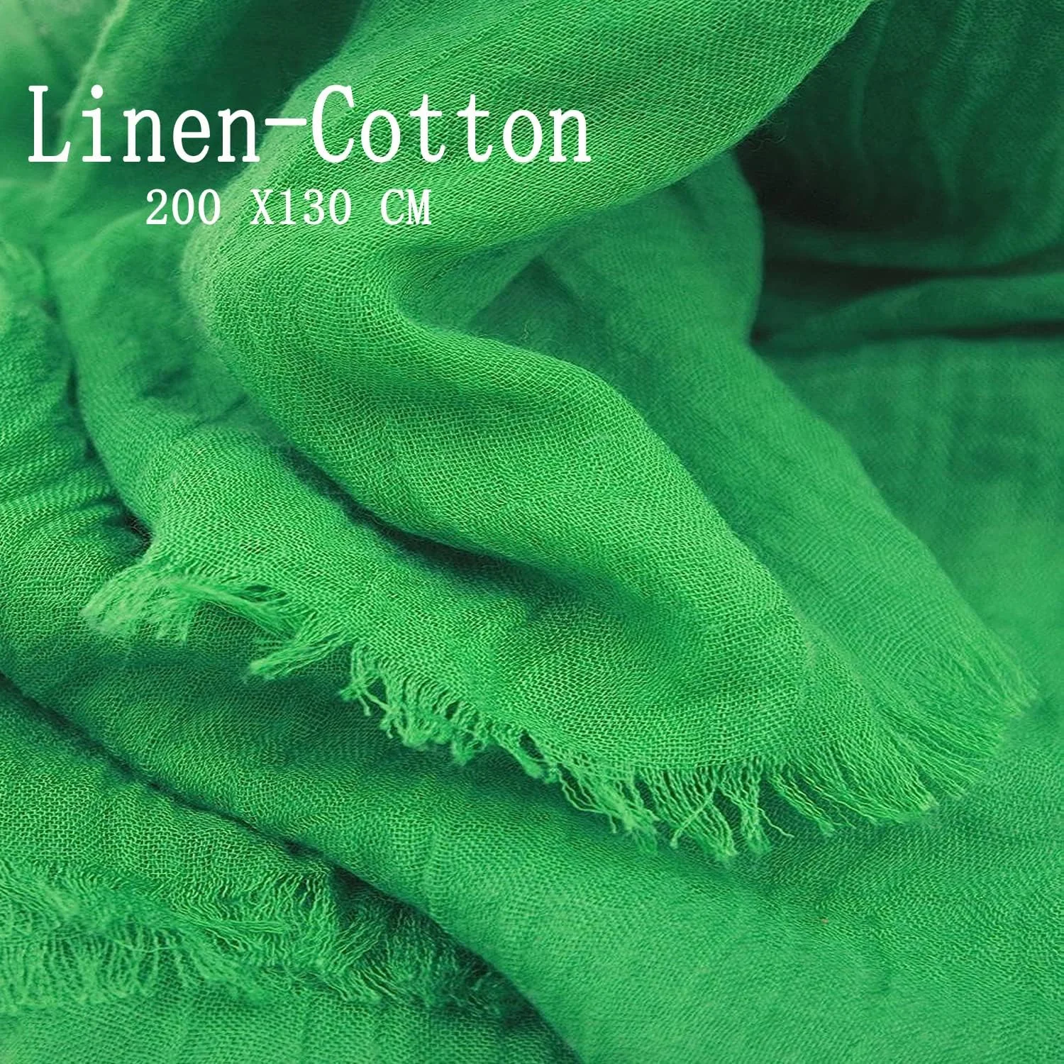 شال بلند زنانه، روسری نخی-کتانی، شال های نرم رنگ خالص، سربند راحت و قابل تنفس، شال و پوشش بسیار بزرگ مناسب بیرون/ساحل 185X130 سانتی متر