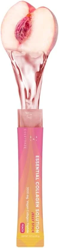 ژله کلاژن ضروری ای اوری دیز، حاوی 3000 میلی گرم پپتید کلاژن وگان، ویتامین ها و مواد معدنی، میان وعده قابل حمل (10 بسته، هلو)