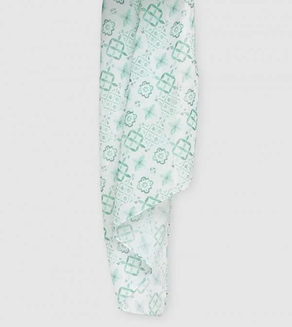 شال بافتنی طرح دار سبز زنانه آیلا