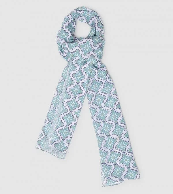 شال بافتنی طرح دار سبز زنانه آیلا