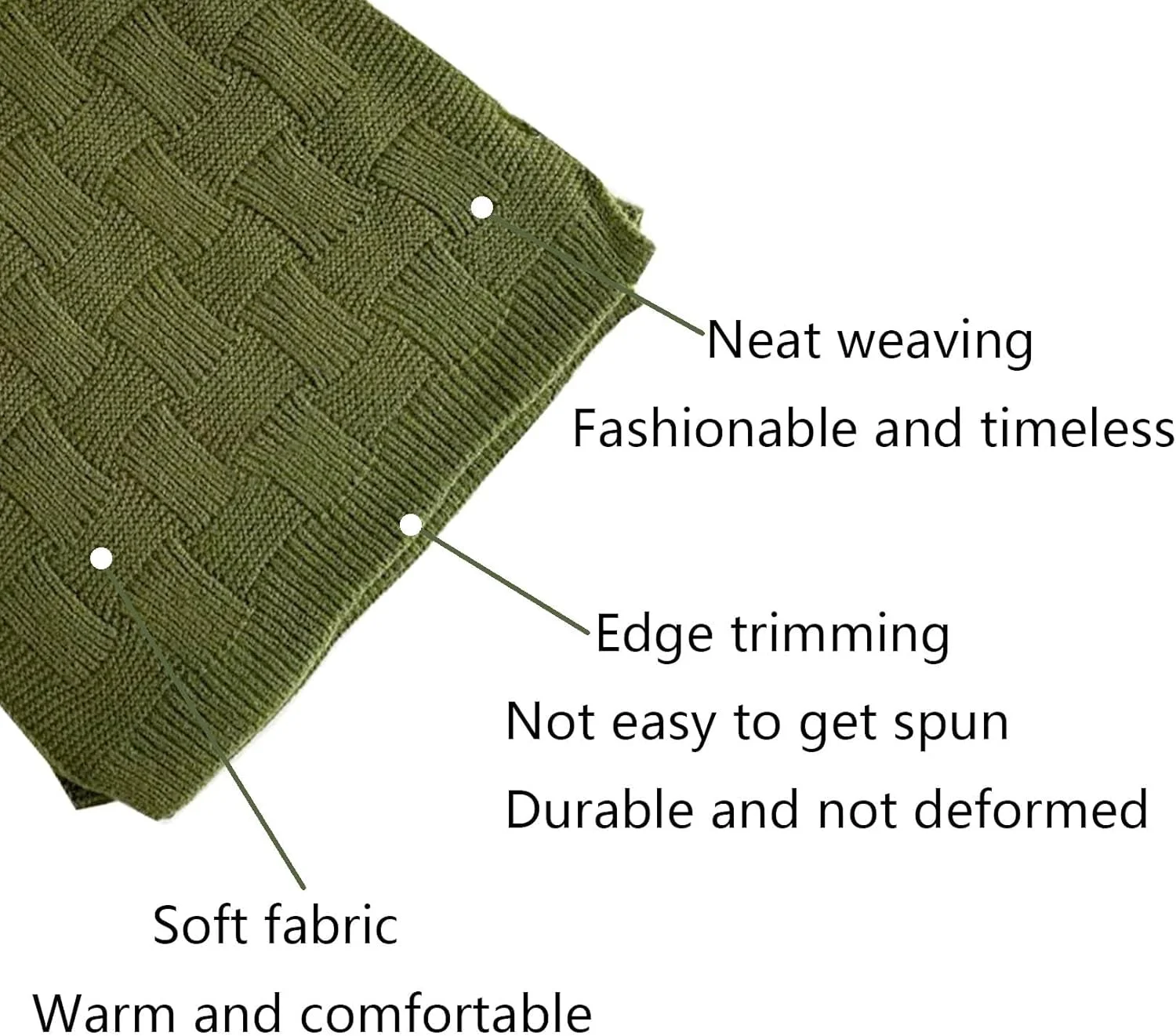 شال گردن زنانه سبز، بافت ضخیم زمستانی، شال بلند و بزرگ، شال گردن گرم زمستانی