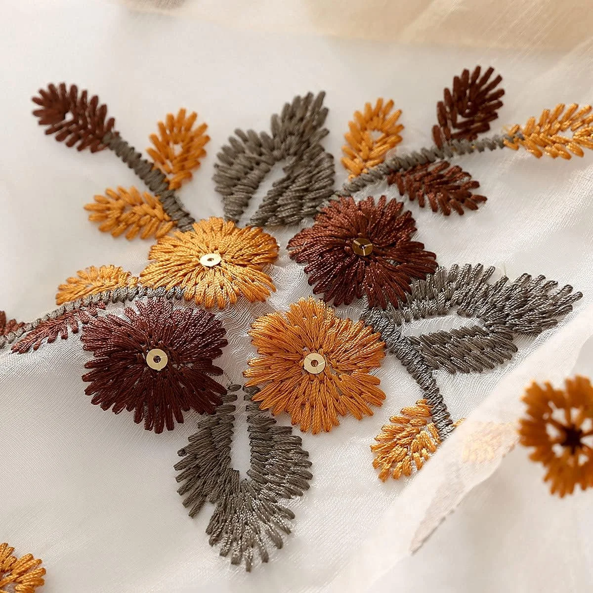 شال ابریشمی زنانه WINCESS YU، شال سبک وزن با گلدوزی طرح گل، شال ساحلی توری مناسب تمام فصول