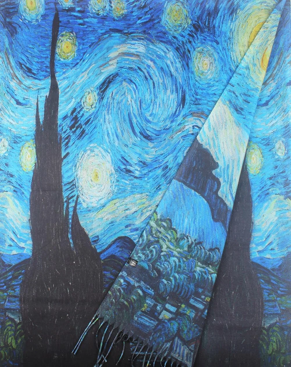 شال نرم و لطیف زنانه، شال گردن زمستانی گرم، شال بزرگ با طرح های هنری مونه و ونگوگ