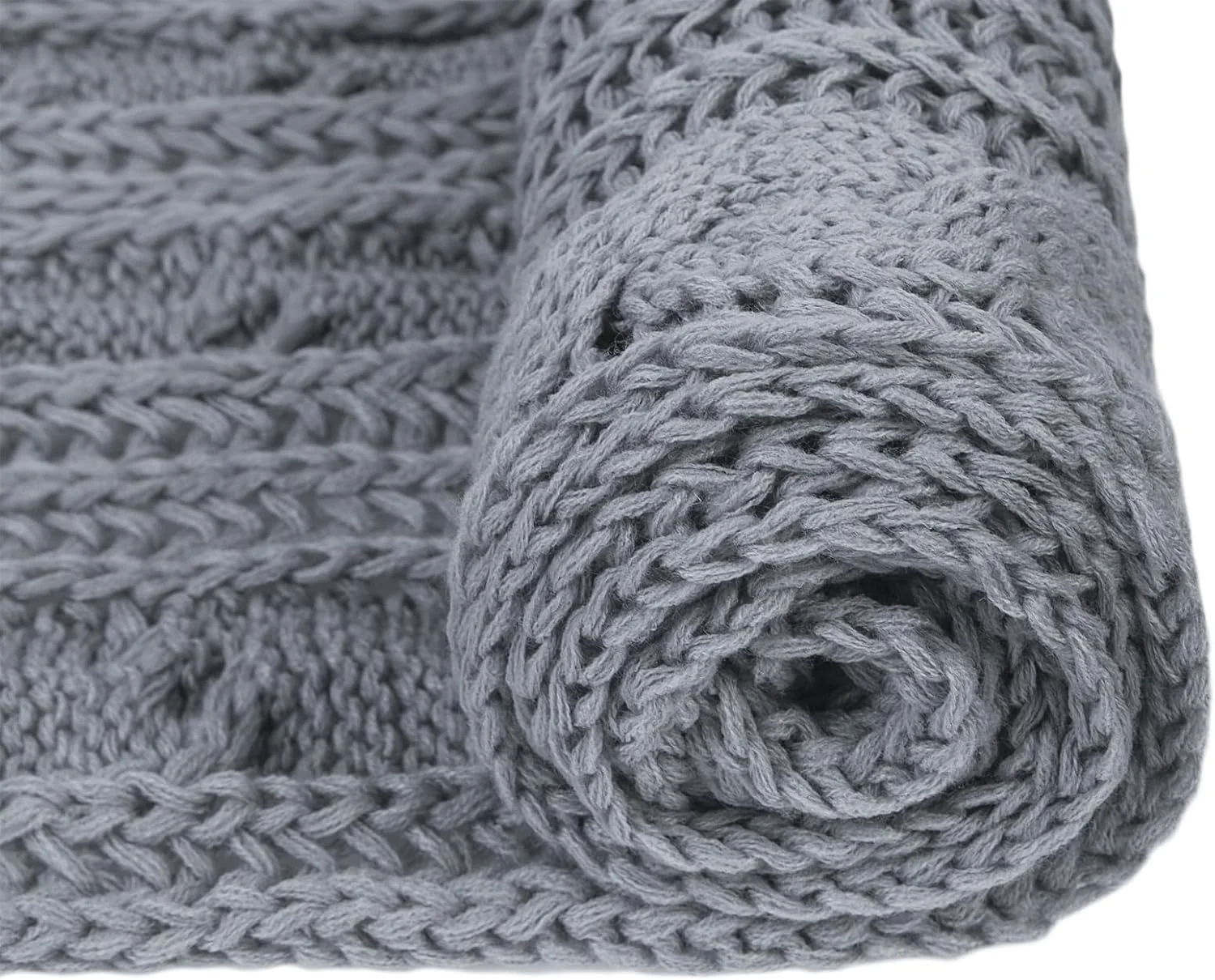 شال گردن بافتنی ضخیم زمستانی زنانه و مردانه، شال بلند و گرم، شال بزرگ تک رنگ، شال مد روز (خاکستری روشن)