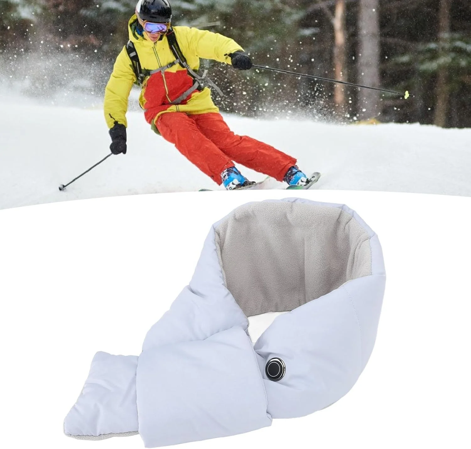 شال گردن گرمایشی فیبر کربنی پنبه ای با 3 تنظیمات دما، تمیز کردن آسان، کاربرد چند منظوره، هدیه ایده آل برای فعالیت های زمستانی در فضای باز 105 سانتی متر (آبی)