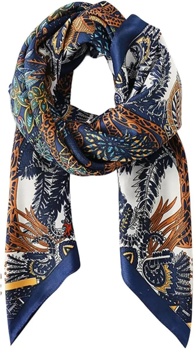 روسری ساتن بزرگ 90 سانتی متری برای مو، روسری ابریشمی زنانه، روسری چند منظوره سبک وزن برای بانوان