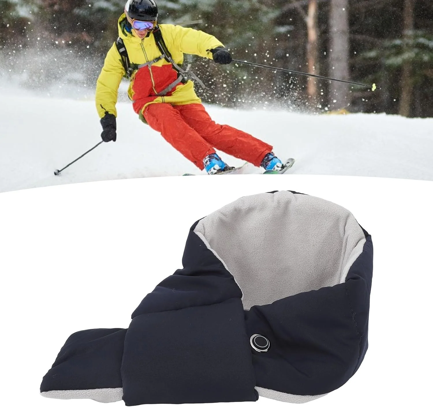 شال گردن گرمایشی پنبه ای Sorandy با تنظیمات 3 دمایی، تمیز کردن آسان، کاربرد چند منظوره، هدیه ایده آل برای فعالیت های زمستانی در فضای باز 105 سانتی متر (آبی سرمه ای)