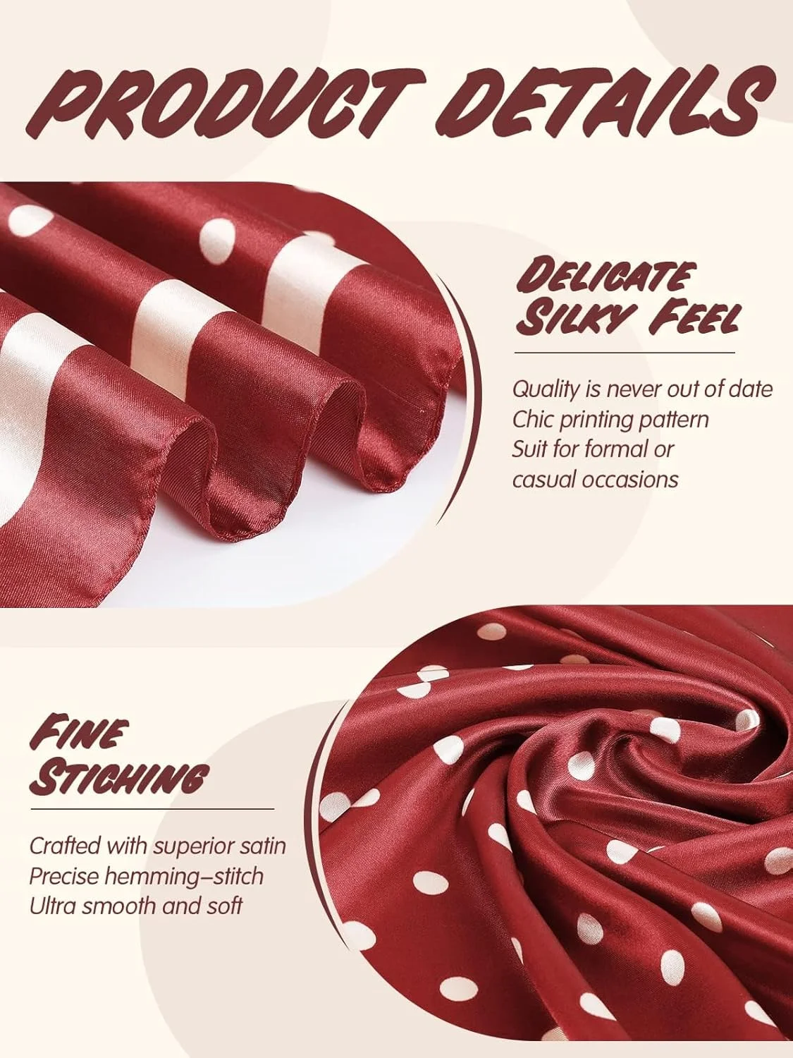 روسری ساتن طرح‌دار Tazweeq، روسری بزرگ مربعی، شال گردن با حس ابریشمی، پوشش مو برای خواب، روسری ساتن مربعی طرح‌دار، روسری سبک وزن ۹۰ سانتی‌متری شبیه ابریشم برای خانم‌ها