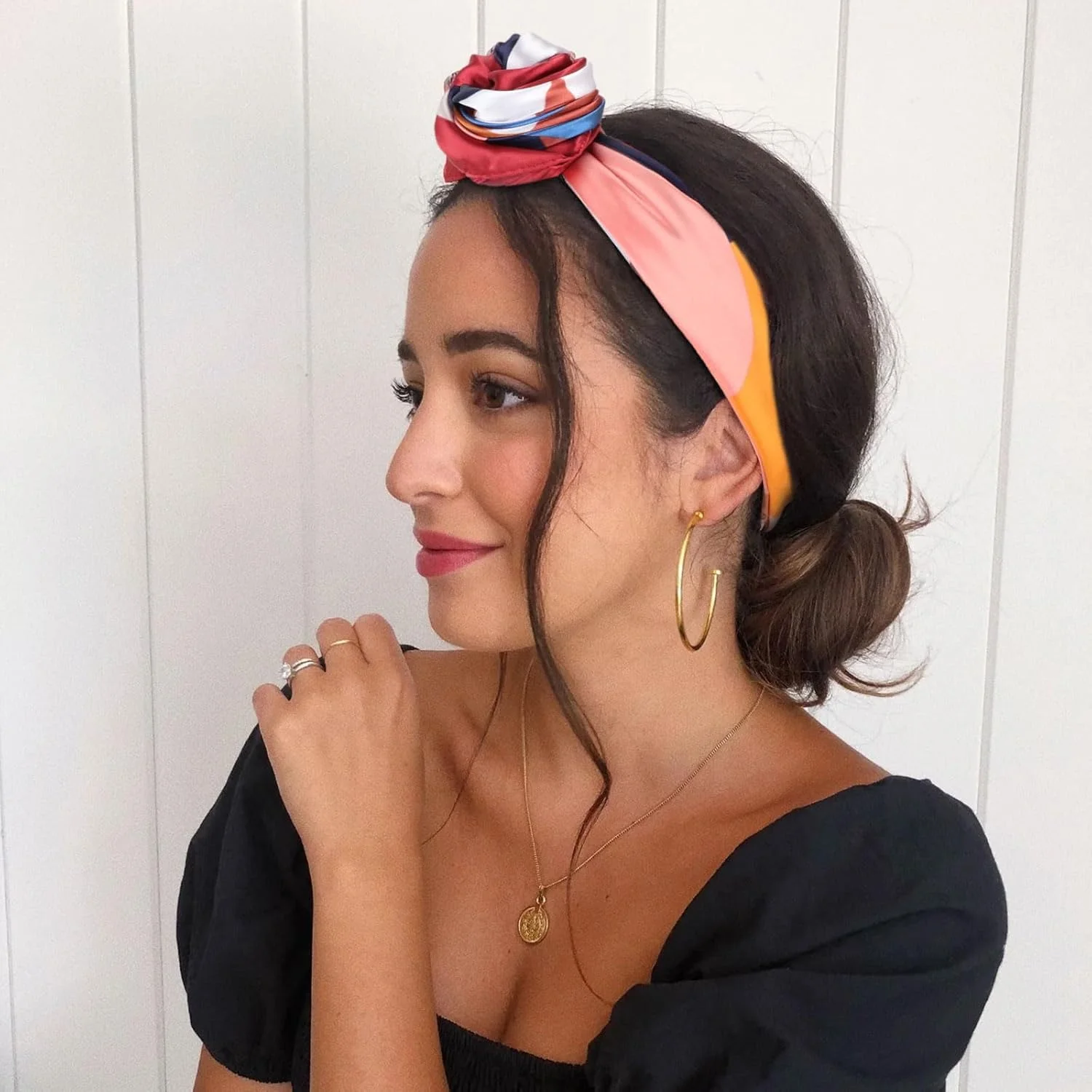 ست 4 عددی روسری ساتن بزرگ طرح مربع Tazweeq، روسری موی ساتن زنانه، روسری ابریشمی برای پیچیدن مو هنگام خواب (90x90 سانتی متر)