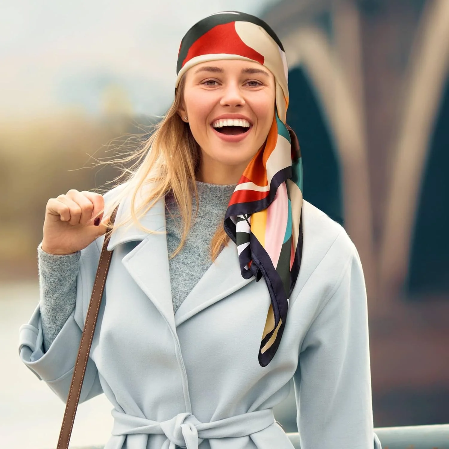 ست 4 عددی روسری ساتن بزرگ طرح مربع Tazweeq، روسری موی ساتن زنانه، روسری ابریشمی برای پیچیدن مو هنگام خواب (90x90 سانتی متر)