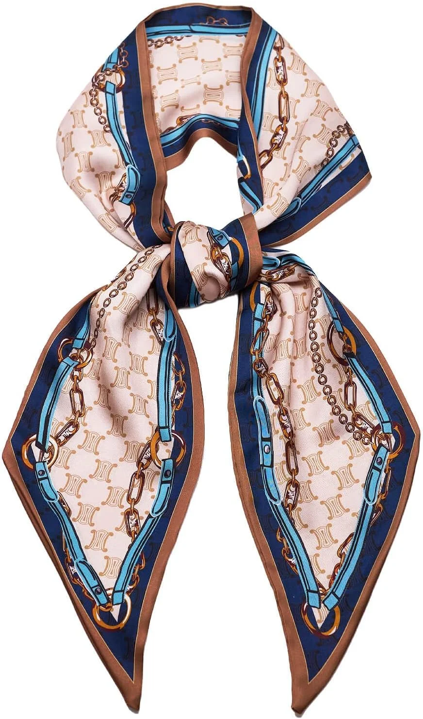 شال گردن زنانه طرح ابریشم، شال کمربندی، شال ساتن برای بستن مو، شال فانتزی کیف دستی، اکسسوری جذاب