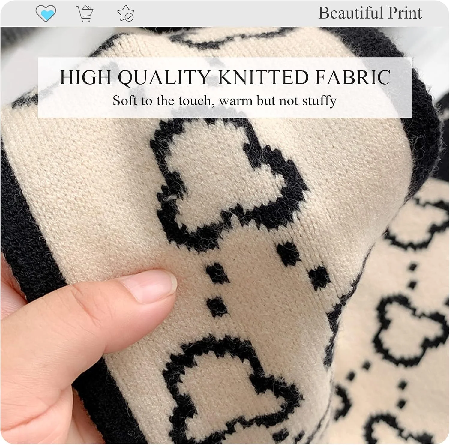 شال گردن بافتنی باریک زنانه طرح زمستانی، طرح چهارخانه و حروف، شال گردن بلند باریک و یقه گرم