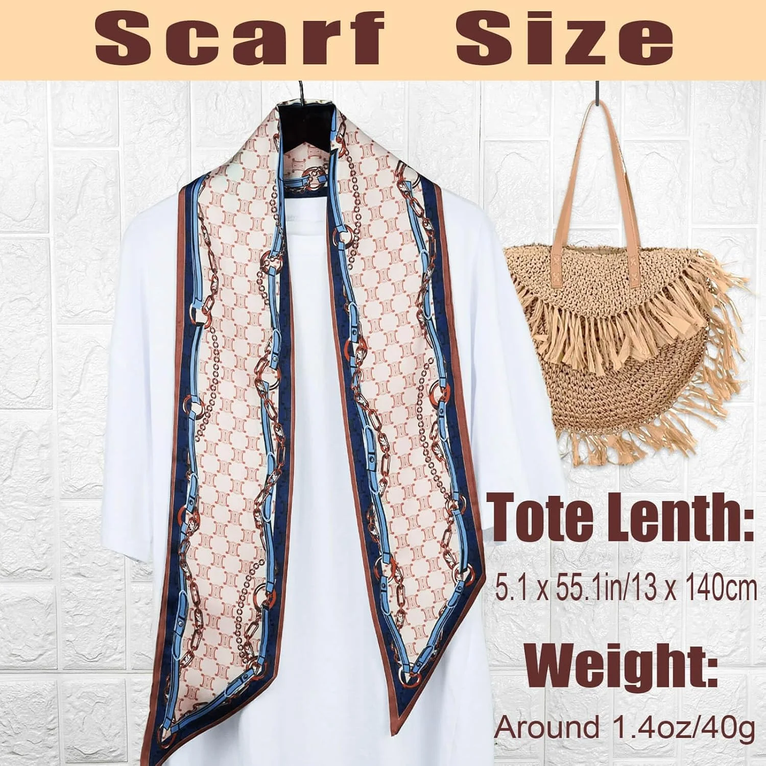 شال گردن زنانه طرح ابریشم، شال کمربندی، شال ساتن برای بستن مو، شال فانتزی کیف دستی، اکسسوری جذاب