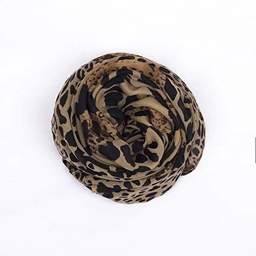 شال بلند زنانه طرح پلنگی نرم ابریشمی شیفون، شال گردن، شال، پوشش لباس بانوان