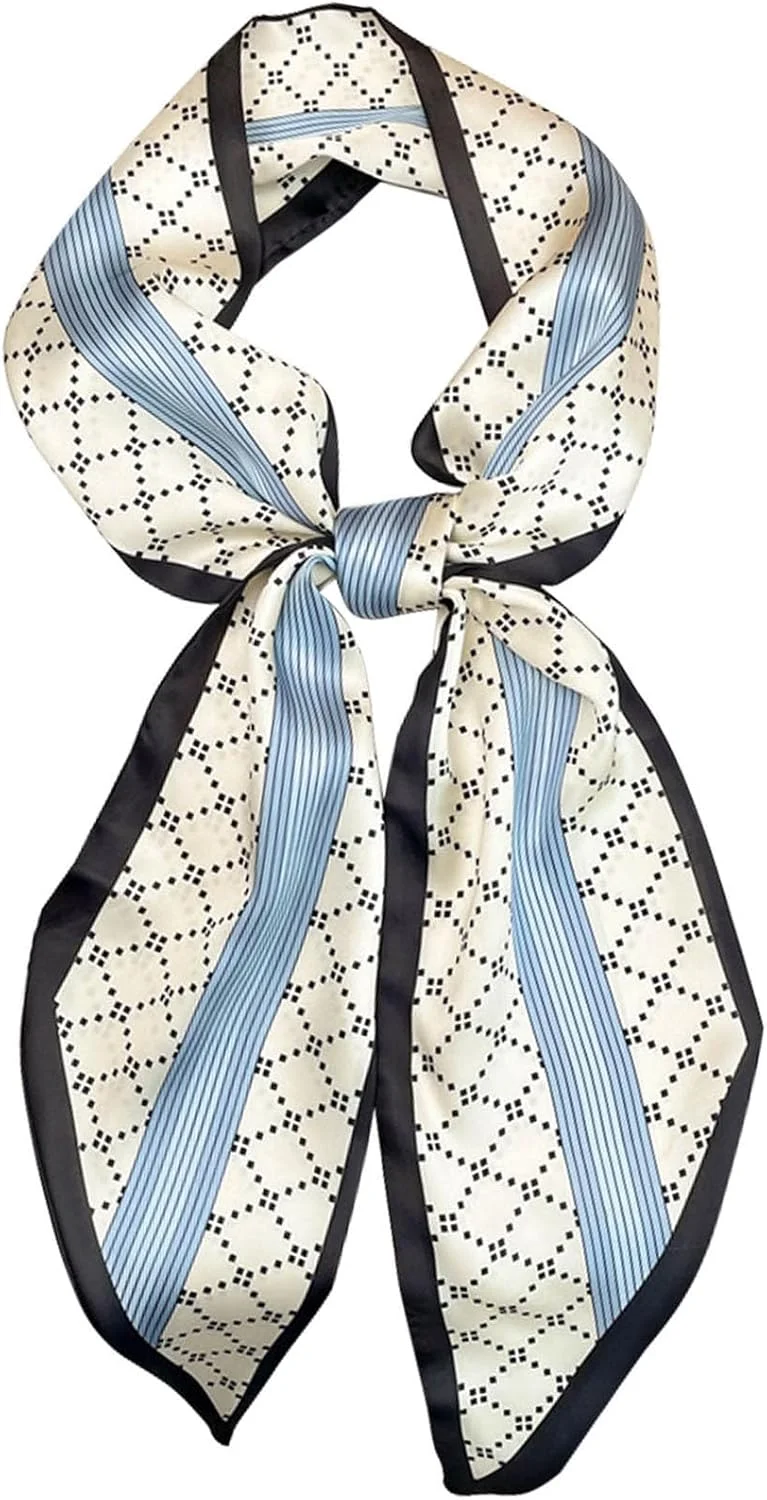 شال گردن ابریشمی، روسری طرح دار، شال های ساتن زاویه دار مورب مد روز زنانه برای موی کیف 150 در 13 سانتی متر