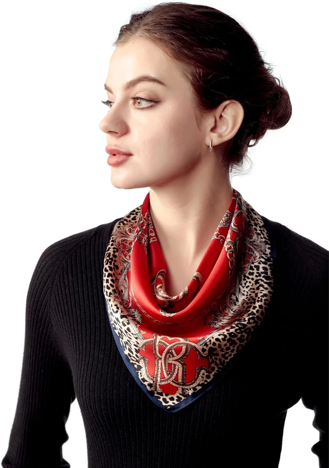 روسری گردن ابریشم خالص توت 100%، 53x53 سانتی متر، روسری های مربعی کوچک زنانه، بسته بندی شده برای هدیه