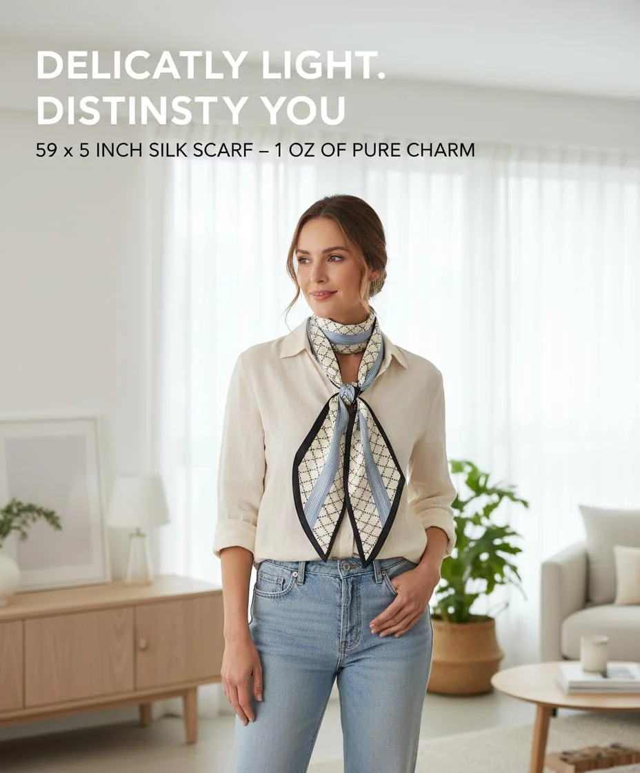 شال گردن ابریشمی، روسری طرح دار، شال های ساتن زاویه دار مورب مد روز زنانه برای موی کیف 150 در 13 سانتی متر