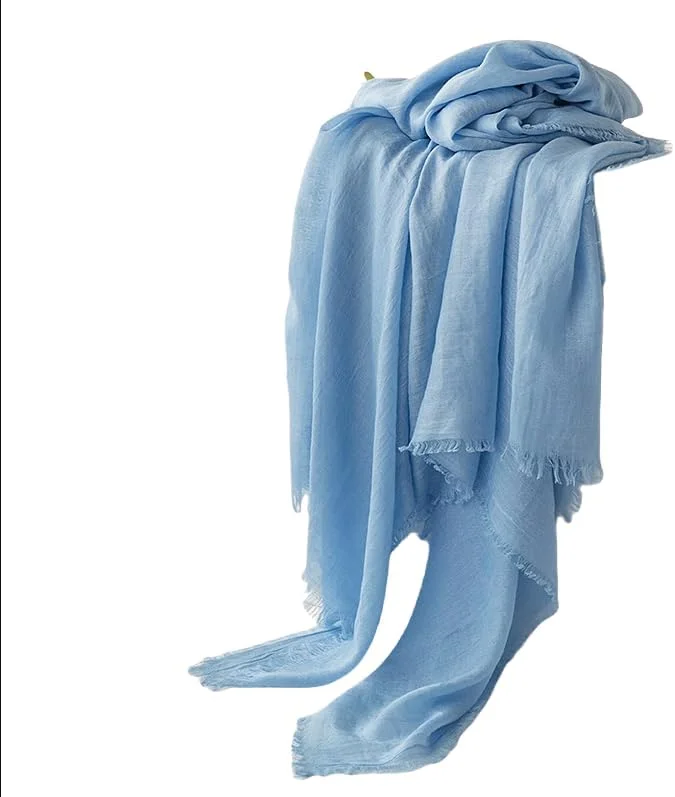 شال نخی-کتانی زنانه Silk Capital Origin، 190 * 100 سانتی متر، سبک وزن، تنفس پذیر، رنگ ثابت، شال های بلند و نرم شیفون، شال و روسری ضد آفتاب