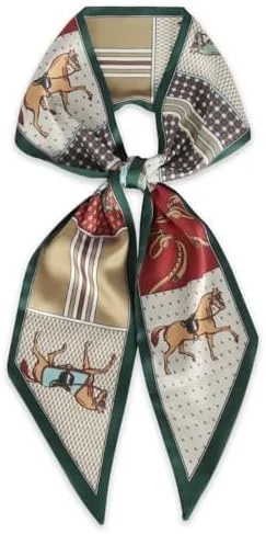 روسری ساتن ابریشم توت فرنگی طرح دار، هدبند و دستمال سر زنانه - سبک و مربع - 17 × 150 سانتی متر