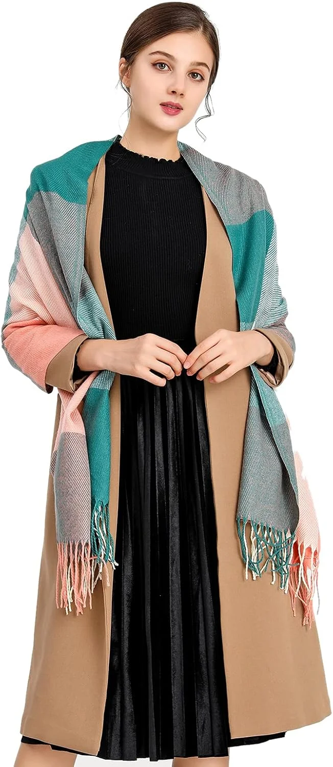 شال کشمیر زنانه Miss Lulu - شال و روپوش های پشمی ظریف، هدیه ای گرم و متفکرانه برای خانم ها