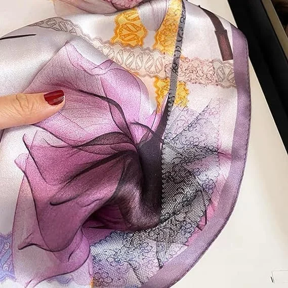 روسری گردن ابریشم خالص توت 53x53 سانتی‌متر، روسری کوچک مربعی برای زنان، دستمال سر ابریشمی، روسری‌های ابریشمی مربعی برای زنان، روسری دسته کیف