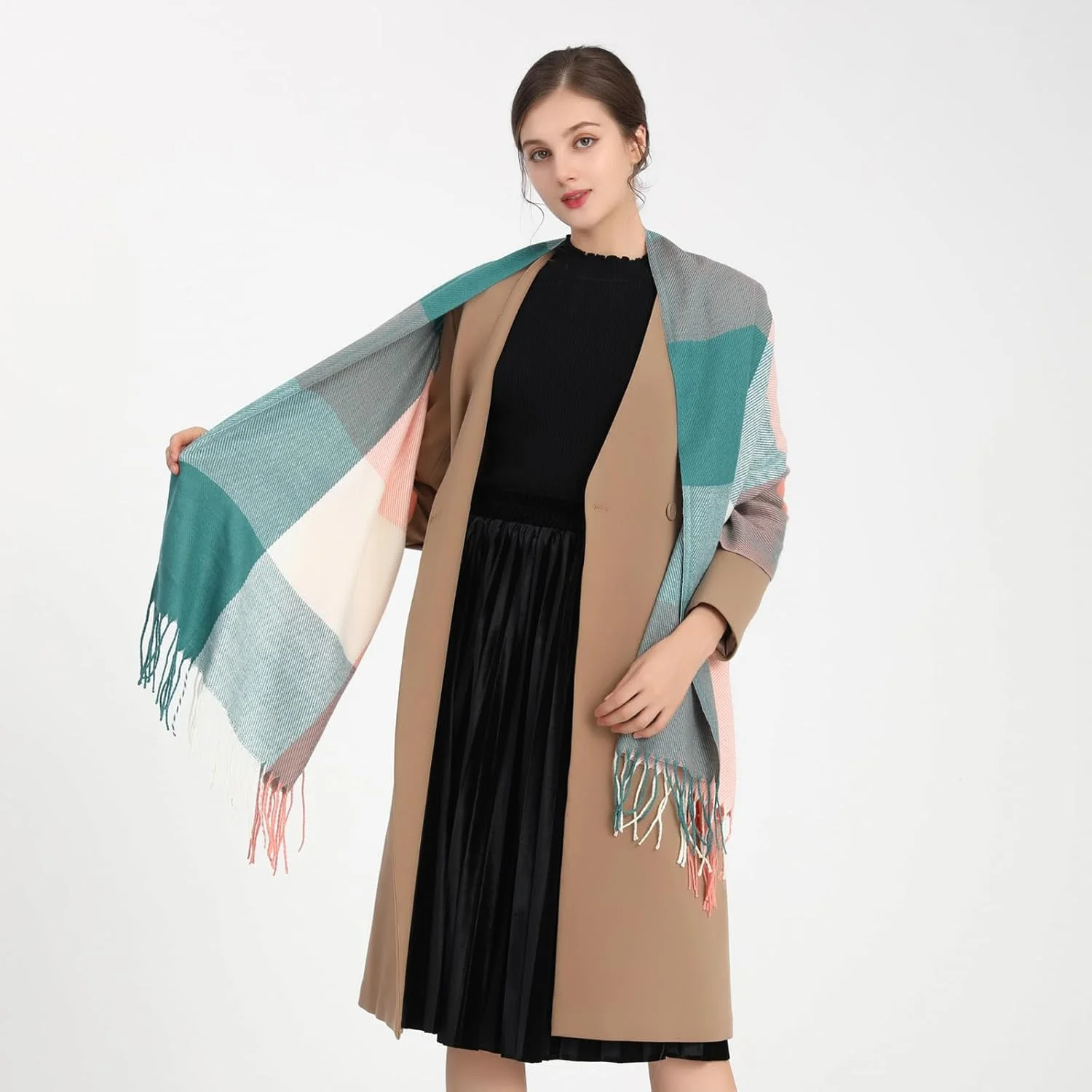 شال کشمیر زنانه Miss Lulu - شال و روپوش های پشمی ظریف، هدیه ای گرم و متفکرانه برای خانم ها