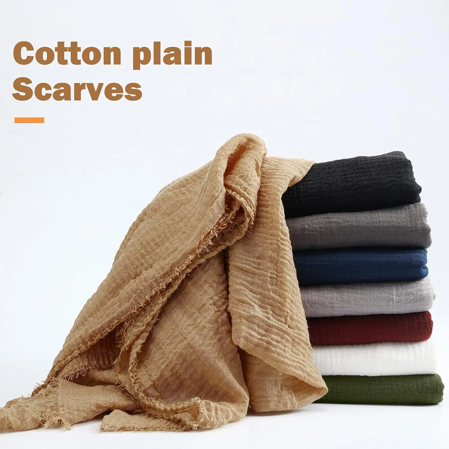 ست 8 عددی شال و روسری بلند زنانه MAKINGTEC، شال سبک وزن، توربان، روسری حجاب، روسری نرم رنگ ثابت، روسری مناسب فصل بهار، پاییز و زمستان، ابعاد 80 در 180 سانتی متر