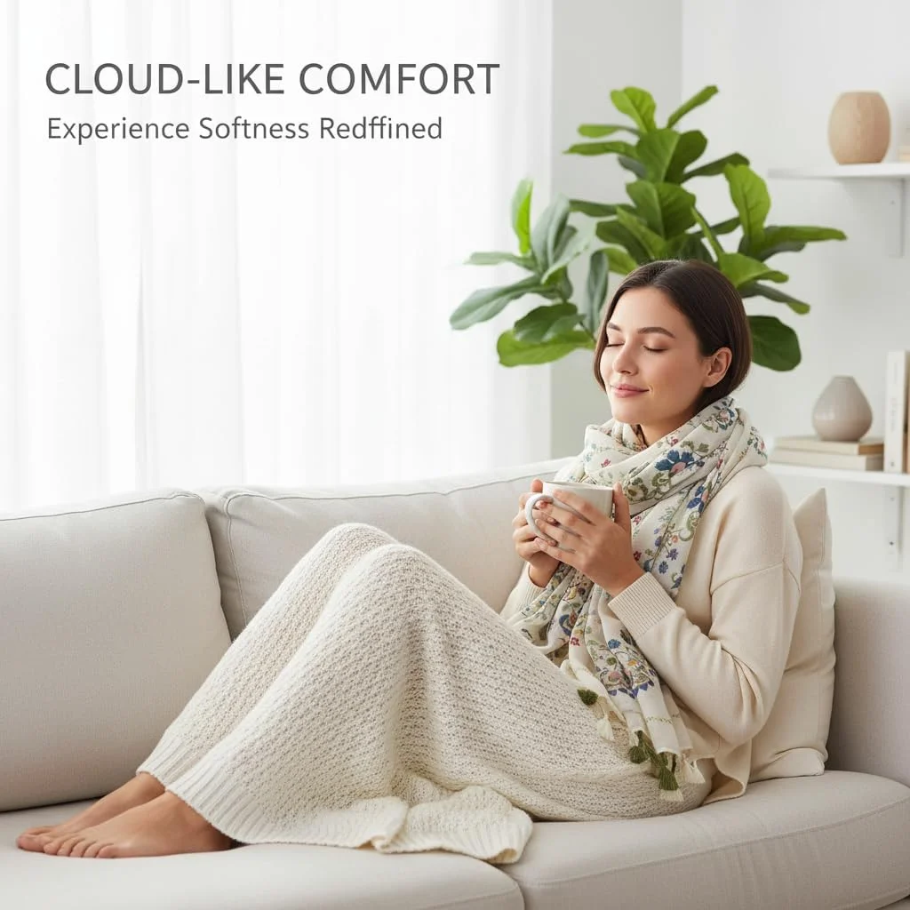 شال طرح گلدار سبک زنانه، شال های مد روز بوهو با ریشه، شال های نرم برای پاییز و زمستان، اکسسوری همه کاره برای لباس های غیر رسمی و مجلسی