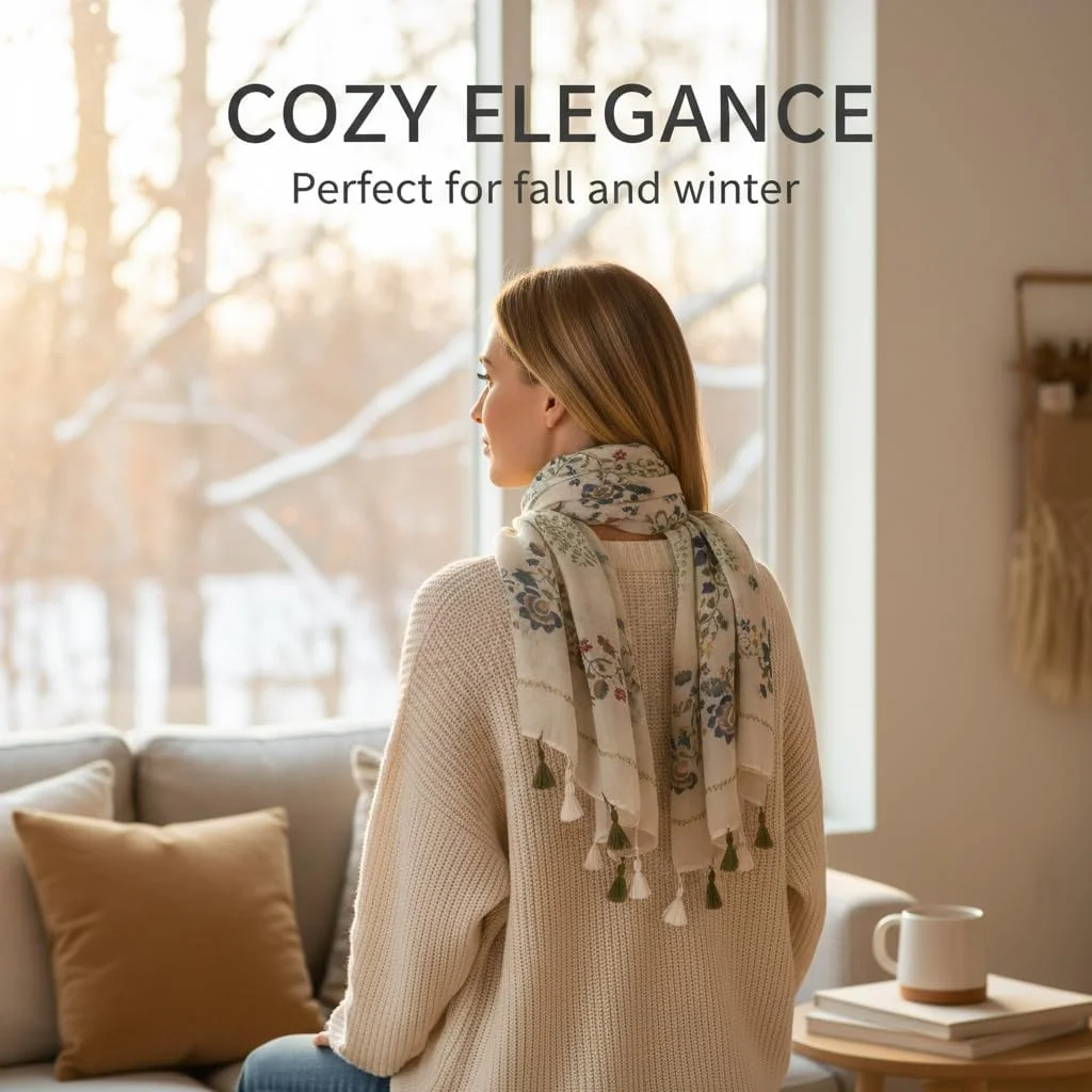 شال طرح گلدار سبک زنانه، شال های مد روز بوهو با ریشه، شال های نرم برای پاییز و زمستان، اکسسوری همه کاره برای لباس های غیر رسمی و مجلسی