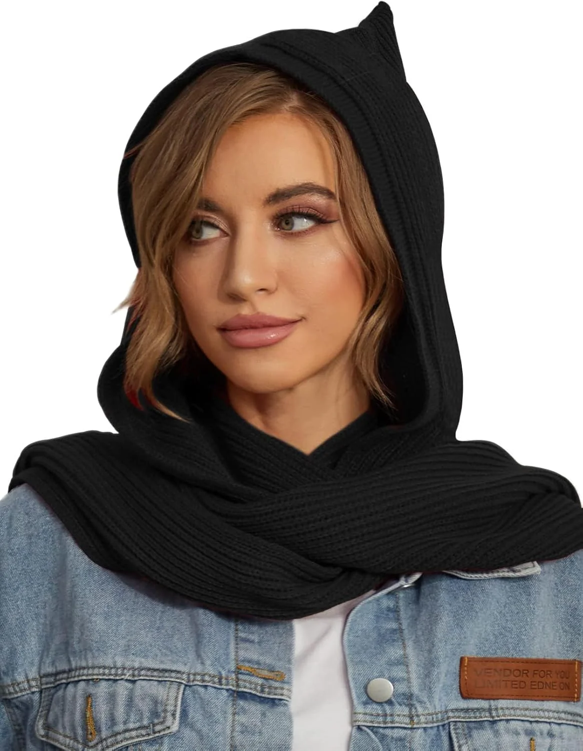 شال گردن بلند کلاه دار بافتنی زنانه، شال گرم زمستانی، کلاه بافتنی بالاکلاوا زنانه مردانه مناسب فضای باز - مشکی