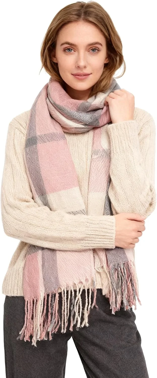 شال گردن و شال های زنانه اوک اند تی، طرح های چهارخانه گرم زمستانی با حس کشمیر، هدیه ای برای بانوان