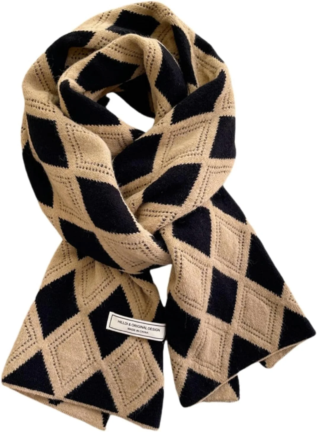 شال زمستانی چهارخانه زنانه، شال لوزی بافت ضخیم و نرم، شال گرم بلند برای هوای سرد، شال آکریلیک شیک هدیه برای بانوان